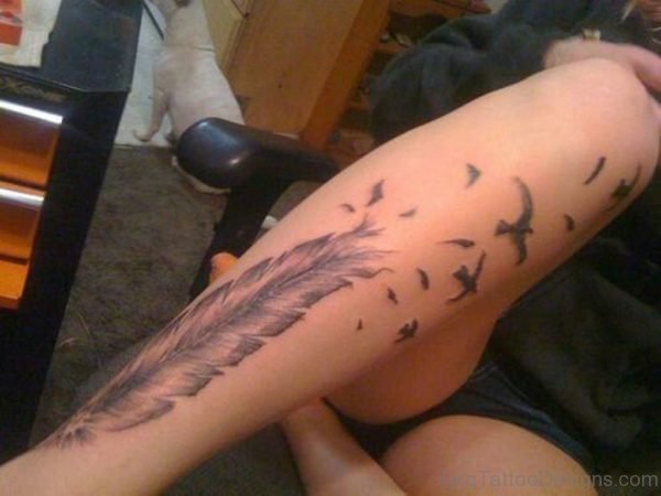 Flying Birds and Feather Tattoo