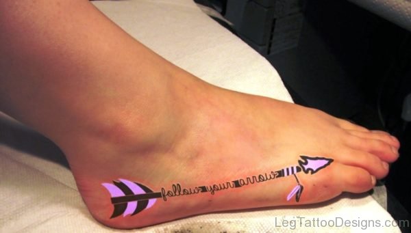 Follow You Arrow Tattoo On Foot