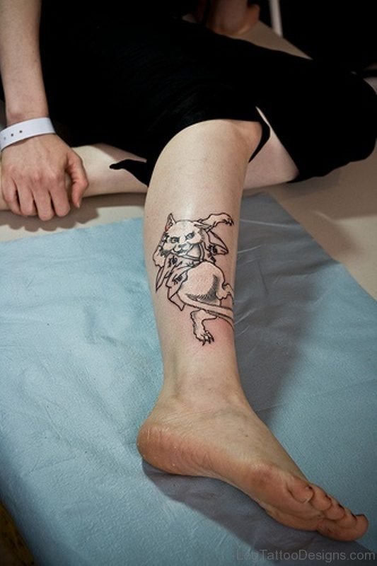 Funny Cat Cartoon On Leg