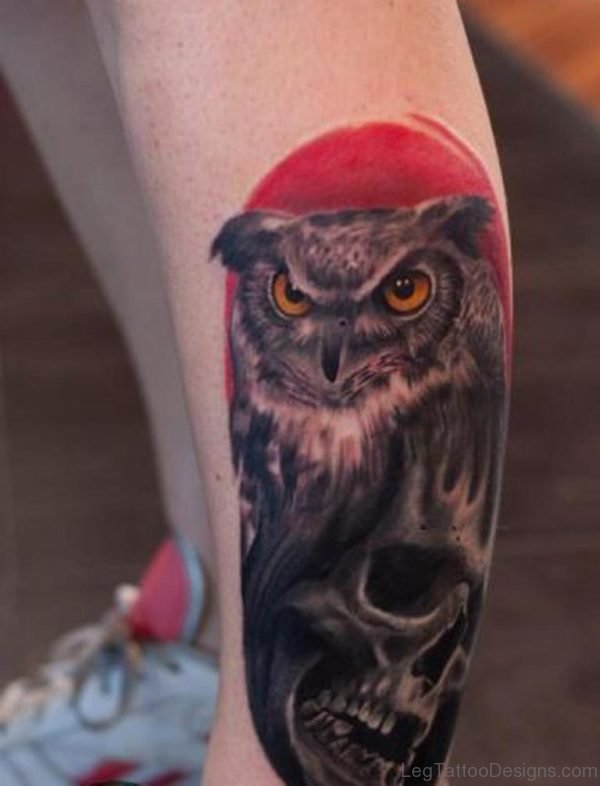 Garecful Owl And Skull Tattoo