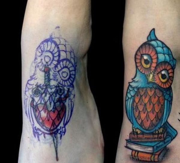 Garecful Owl Tattoo Design On Foot