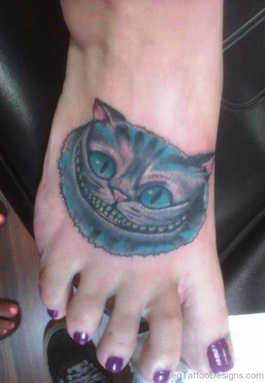 Geek Cat Tattoo On Foot