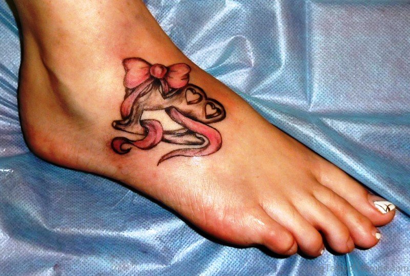 Girly Bow Tattoo On Foot