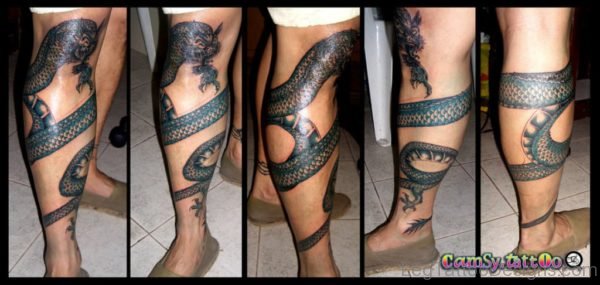 Glowing Dragon Leg Tattoo Design