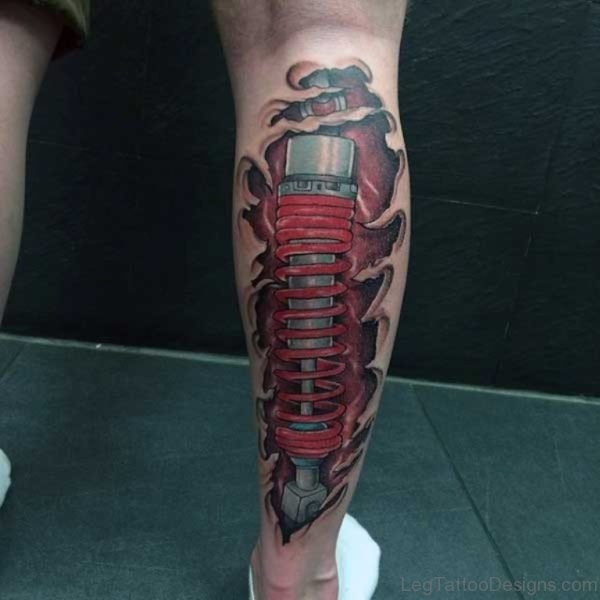 Graceful Biomechanical Leg Tattoo