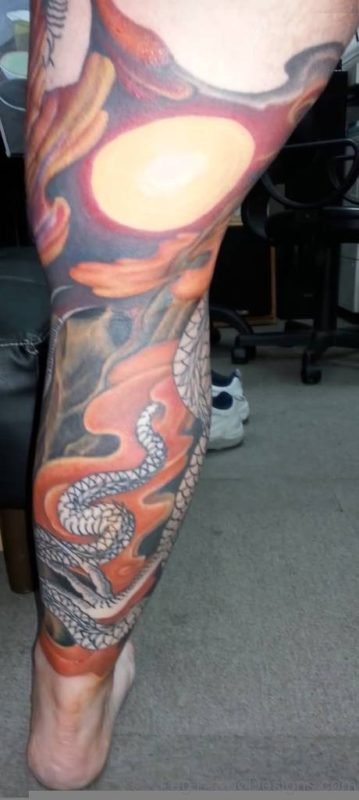 Great Asian Dragon Tattoo On Leg.