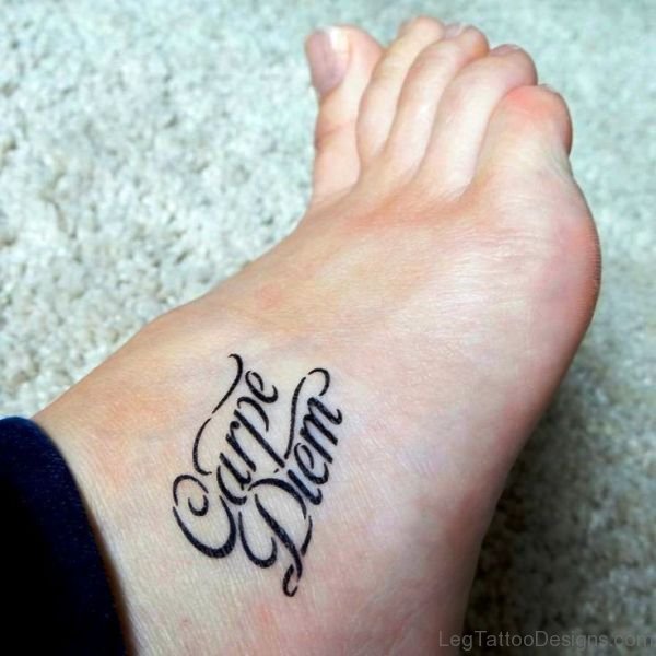 Great Carpe Diem Tattoo On Foot
