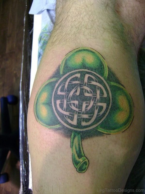 Green Clover Leaf And Celtic Tattoo