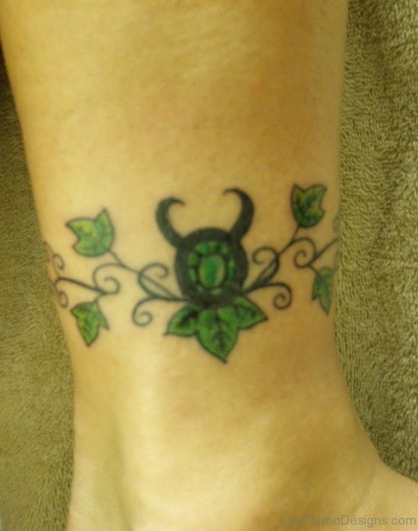 Green Taurus Tattoo On Ankle