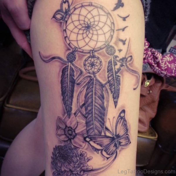 Grey Dreamcatcher Tattoo