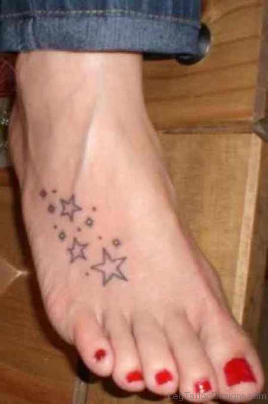 Grey Stars Tattoo On Foot
