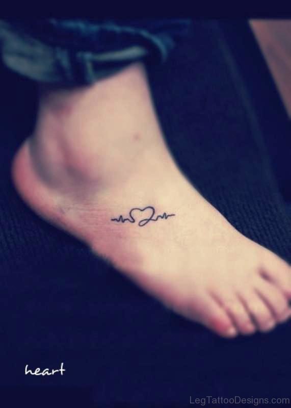 Heart Life Line Tattoo On Foot