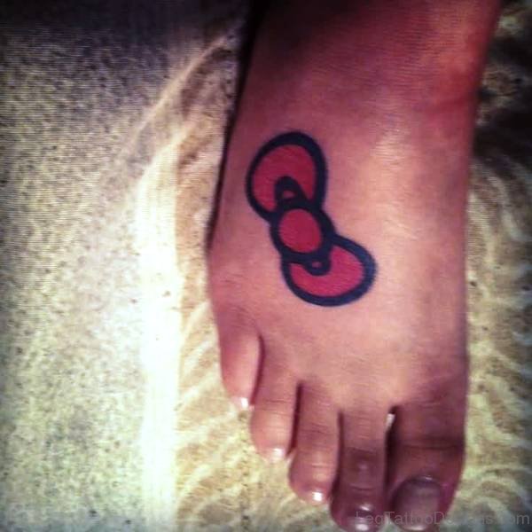 Hello Kitty Bow Tattoo On Foot