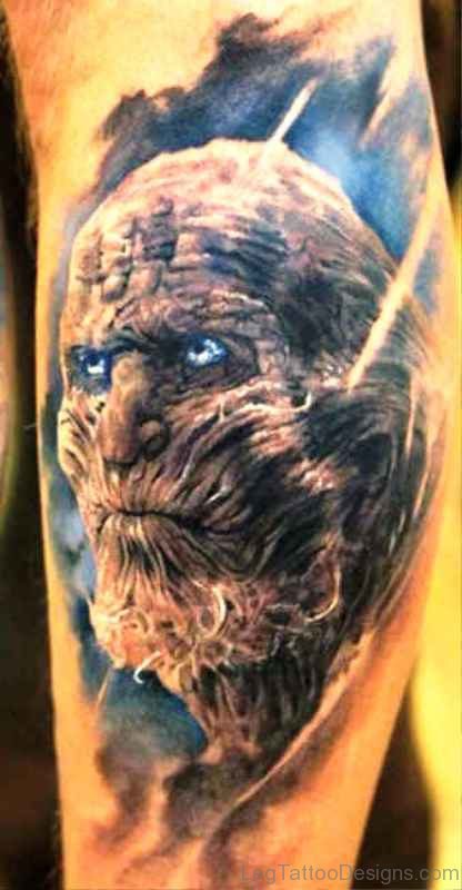 Horror Evil Tattoo On Leg