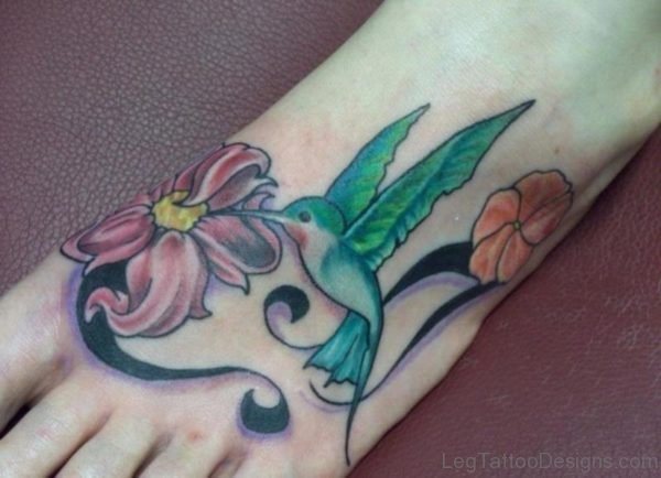 Hummingbird Tattoo On Foot