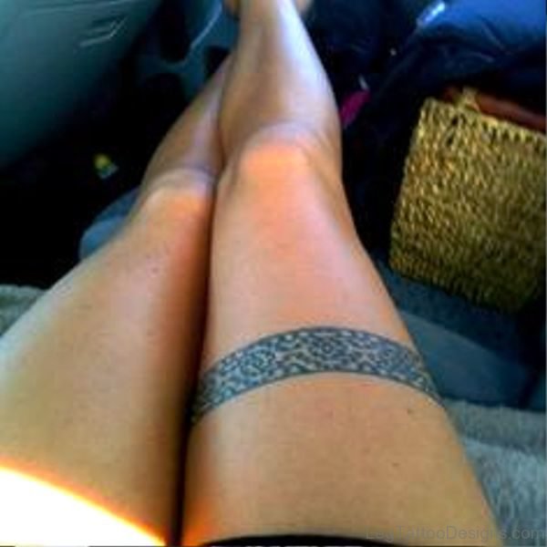 Image Of Band Tattoo On Leg