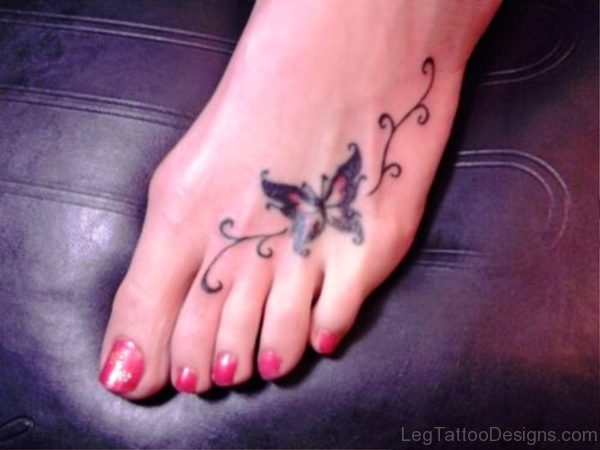 Image Of Butterfly Tattoo On Foot