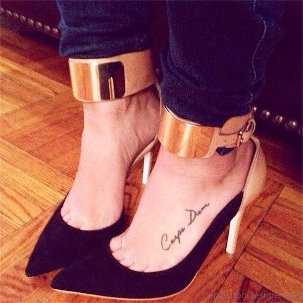 Image Of Carpe Diem Tattoo On Foot