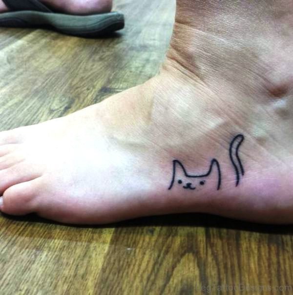 Image Of Cat Tattoo On Foot