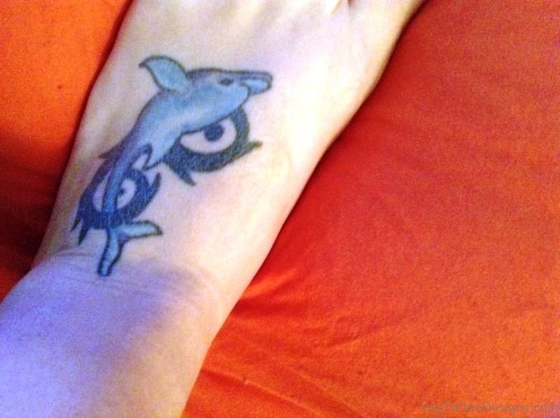 Image Of Dolphin Tattoo On Foot