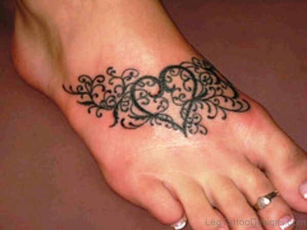 Image Of Heart Tattoo On Foot