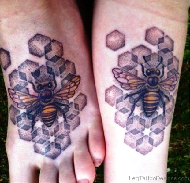 Impressive Bees Tattoos On Feet