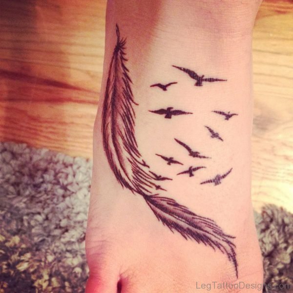 Impressive Bird Tattoo On Foot