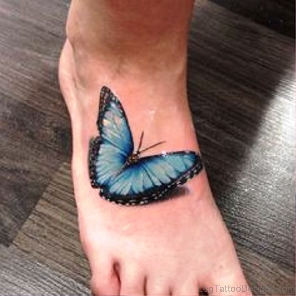 Impressive Butterfly Tattoo On Foot