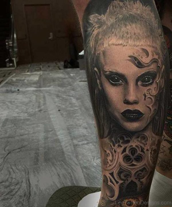 Impressive Girl Portrait Tattoo