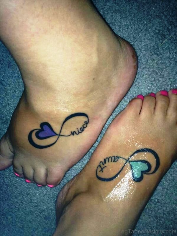 Infinity Hearts Tattoo On Feet