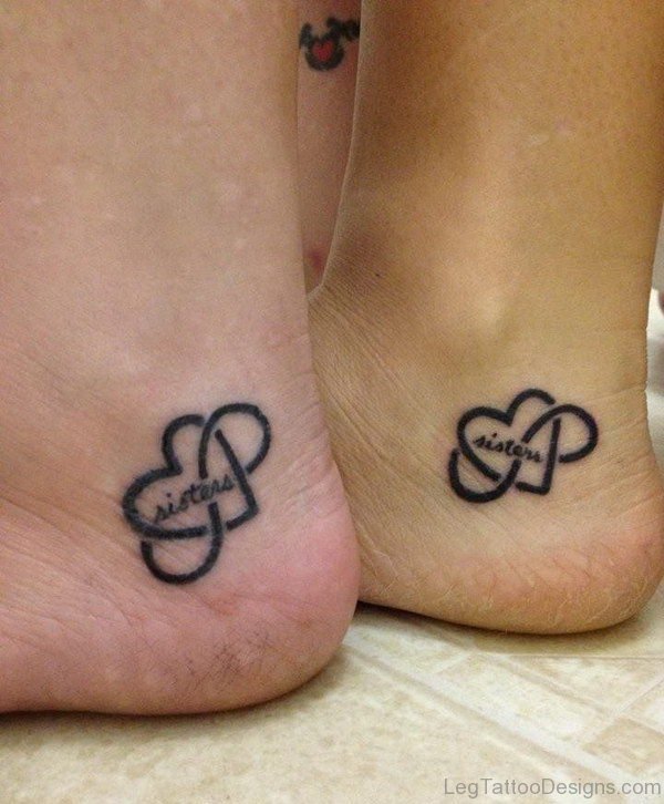 Infinity Sister Herat Tattoo On Ankle