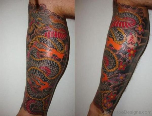 Japanese Dragon Tattoo On Leg