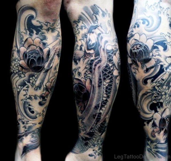 Japenese Tattoo On Calf