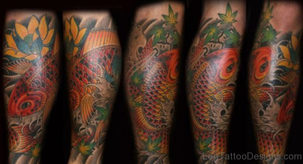 Koi Fish Tattoo For Leg