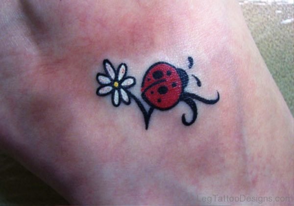 Ladybug Tattoo On Foot