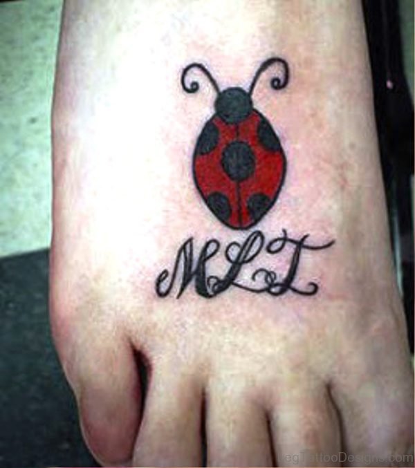 Ladybug Tattoo On Foot Picture