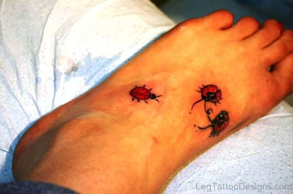 Ladybugs Tattoo Design On Foot