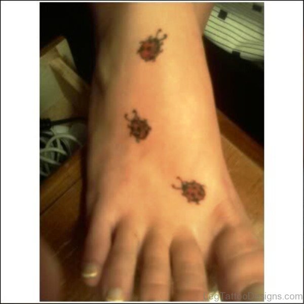 Ladybugs Tattoos On Foot