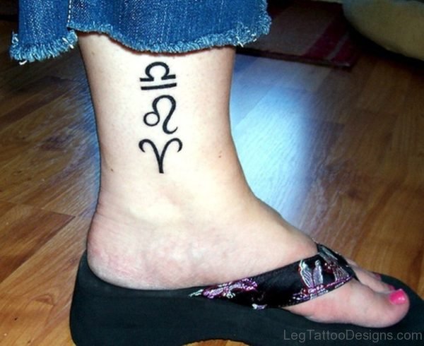 Libra Leo And Aries Zodiac Tattoo On Ankle