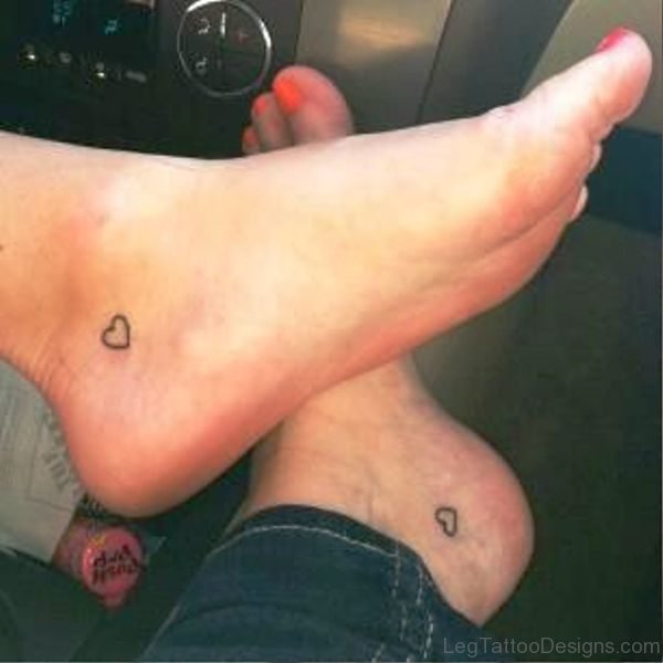 Little Black Hearts Tattoos On Feet