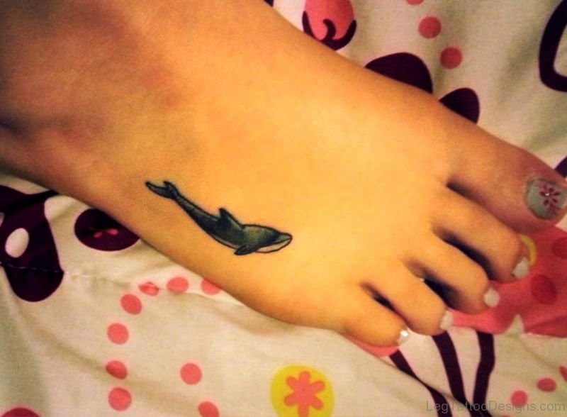 Little Dolphin Tattoo On Foot
