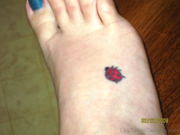 Little Ladybug Tattoo On Foot
