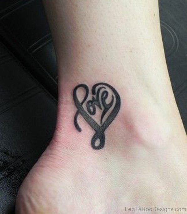 Love Heart Tattoo On Ankle