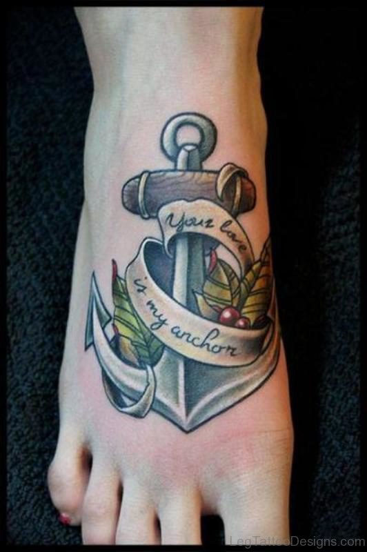 Lovely Anchor Foot Tattoo