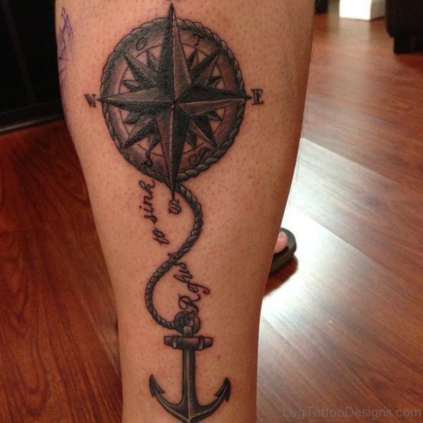 Lovely Anchor Leg Tattoo