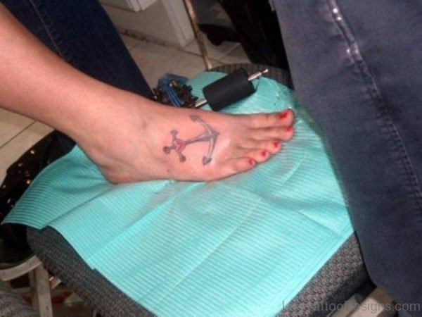 Lovely Anchor Tattoo On Foot 