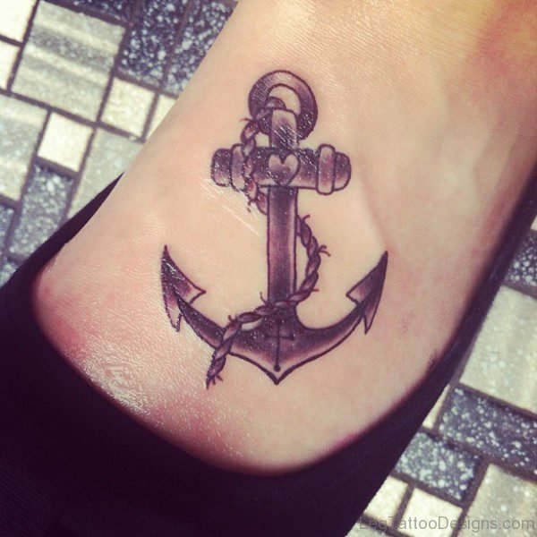 Lovely Anchor Tattoo On Foot