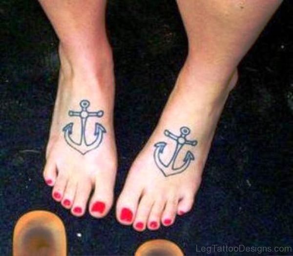 Lovely Anchors Tattoos On Feet