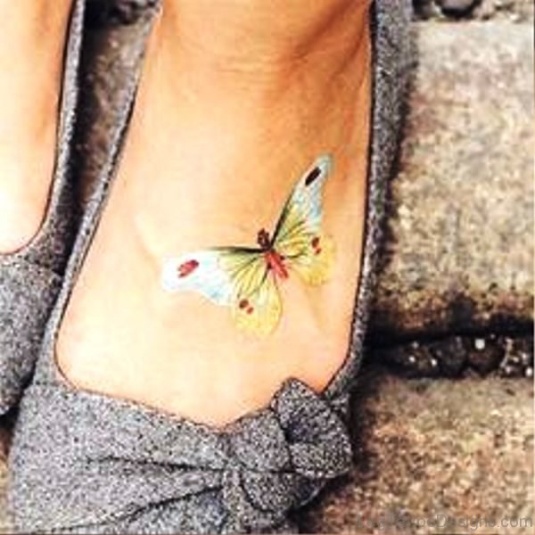Lovely Butterfly Tattoo On Foot