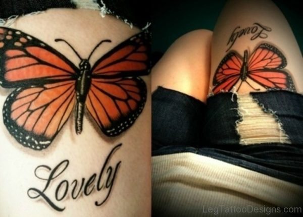 Lovely Ornage Butterfly Tattoo
